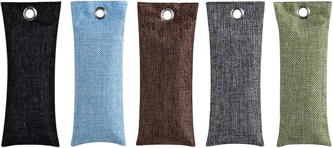 Activated Charcoal Air Purifying Bag (10 Pack 75g Each) Bamboo Charcoal Odor Absorber Air Freshener for Shoes, Closet, Car, Gray