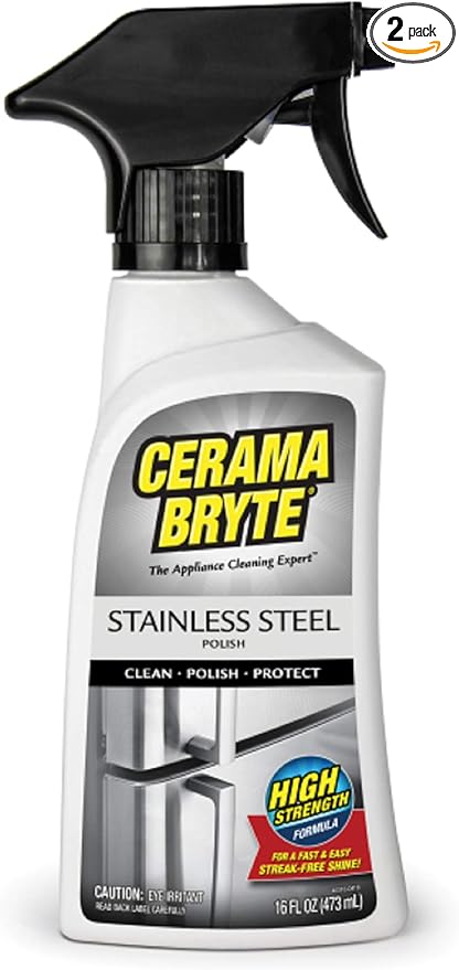 (2 Pack) Cerama Bryte Stainless Steel Cleaning Polish Trigger Spray Cleaner, 16 oz. Each