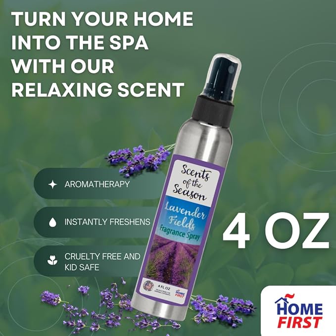Essential Oil Fragrance Spray, Lavender, 4 oz — Natural Room and Fabric Mist for Home, Office, and Bedding