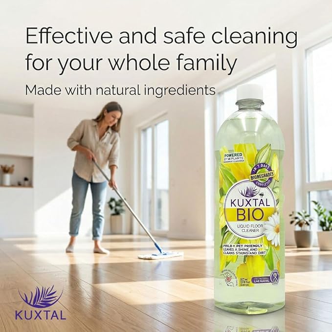 KUXTAL Eco-Friendly Floor Cleaner 3 Pack – Plant-Based Biodegradable Multi-Surface Cleaner for Wood, Tile & Hard Floors, Safe for Pets & Family, Effective Cleaning, Floral Scent, 27.7 fl oz Each