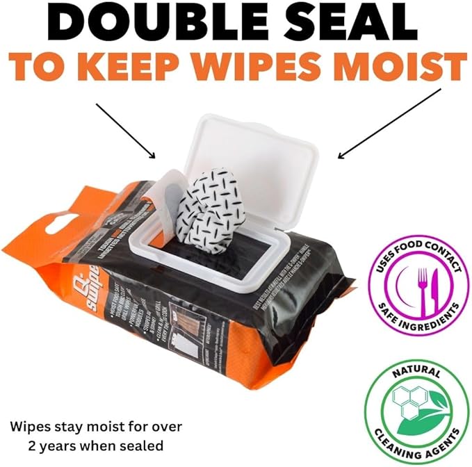Proud Grill Q-Swiper Grill Cleaning Wipes - Bristle & Wire Free BBQ Cleaner, Heavy Duty Degreaser Wipes, Grease & Grime Remover for Outdoor Barbecue Grills, Disposable, 80 Count (2x40), Pack of 2