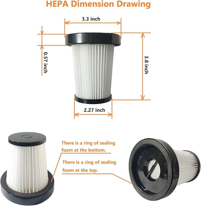 3 Pack Hepa Filters Compatible with NADALY A13 Cordless Vacuum, Spare Filter Parts or Accessories for NADALY Wireless Vacuum.