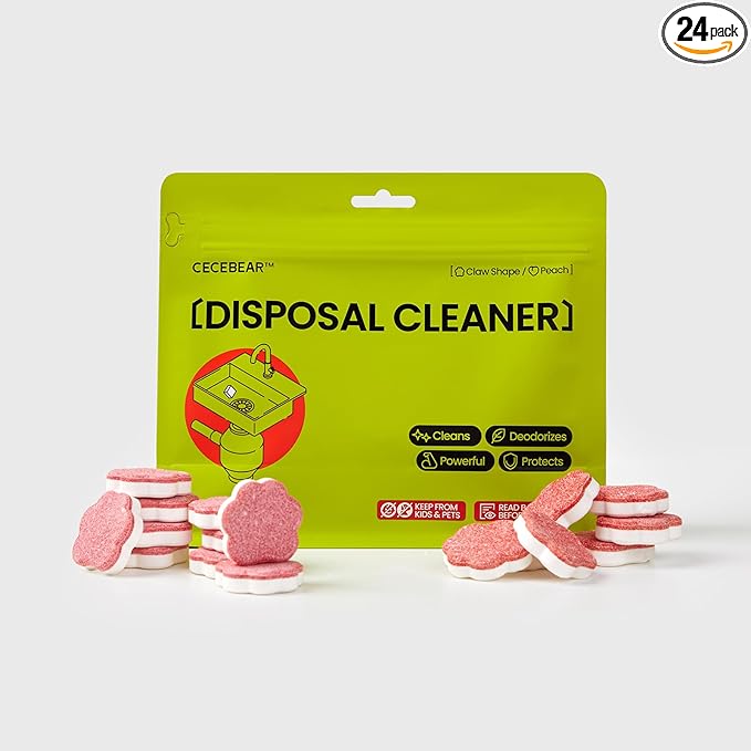 Garbage Disposal Cleaner and Deodorizer Tablets, 24 Pack, Foaming Kitchen Sink Drain Cleaner, Peach Scent, Helps Maintain a Clean Disposal