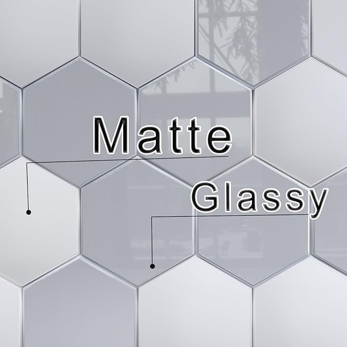 New Upgrade Premium Hexagon Peel and Stick Tile Backsplash，Matte Grey Waterproof Stick on Backsplash, Self-Adhesive Marble Tiles for Kitchen,Bathroom and Bedroom，10-Sheet.