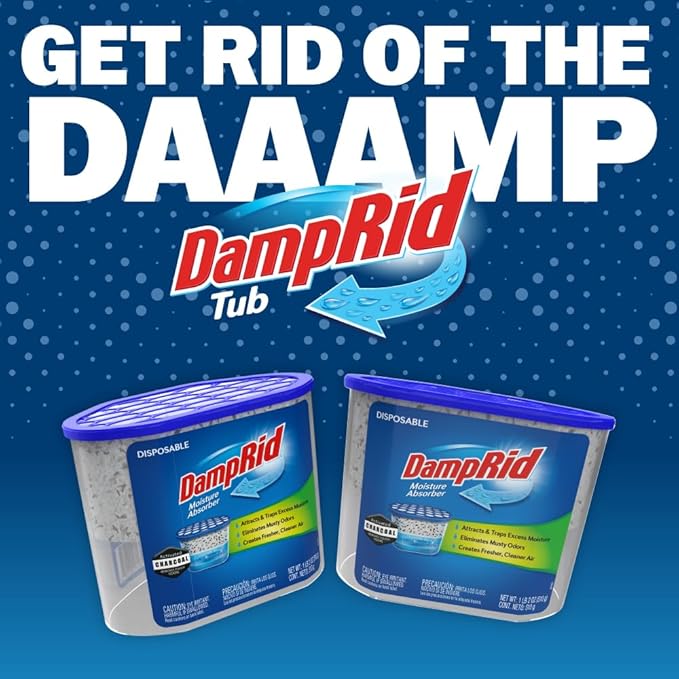 DampRid Fragrance Free Disposable Moisture Absorber with Activated Charcoal,18 oz Moisture Absorber & Odor Remover,Lasts Up To 60 Days,No Electricity Required,(Pack of 6)