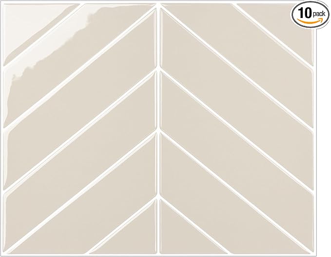 Peel and Stick Backsplash for Kitchen,New Upgrade Herringbone Premium Tiles,Stick on Subway Tile Peel and Stick for Bathroom,Beige 10-Sheet.
