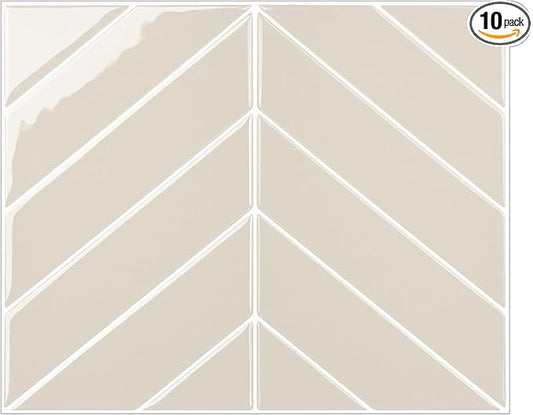 Peel and Stick Backsplash for Kitchen,New Upgrade Herringbone Premium Tiles,Stick on Subway Tile Peel and Stick for Bathroom,Beige 10-Sheet.
