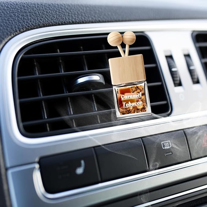 Car Air Freshener | Caramel Tobacco Scent Car Fresheners for Women & Men | Long Lasting Fragrance Car Scents | Air Diffuser with Car Vent Clip (2 Pack Car Scent), Clear