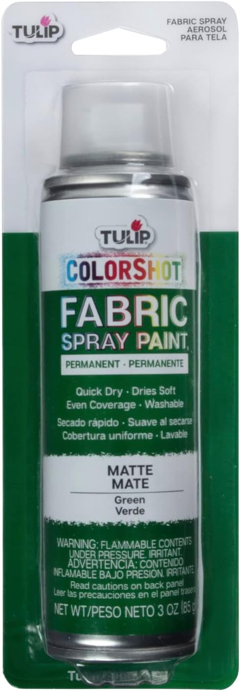 Tulip ColorShot Instant Fabric Spray Paint, Permanent Color Spray-On Fabric Paint, 3oz, Green