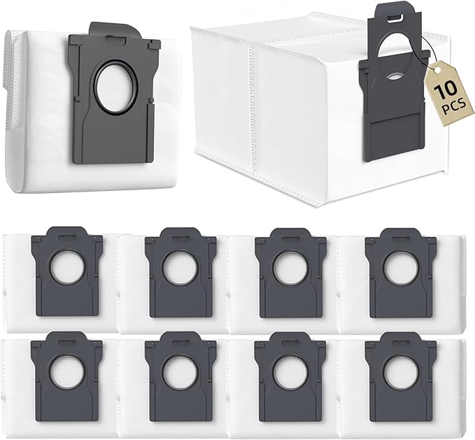 10 Pcs Vacuum Bags for Mova P10 Pro Ultra/Dreame L40 Ultra/ L10s Ultra Gen 2/ X40 Ultra/X50 Ultra/ E30 Ultra/ P50 Pro Ultra Robot Vacuum, 3.2L Large Capacity Replacement Dust Bag Accessories White