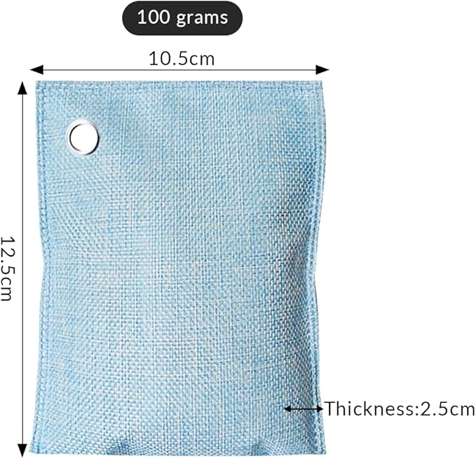 2 Bags Natural Air Purifying Bag | Bamboo Charcoal Odor Absorber for Home & Car | Closet Odor Eliminator, Small Room Deodorizer & Car Air Freshener | Charcoal Bags (100g light blue1, Unscented)