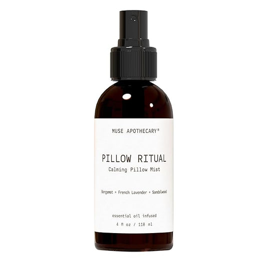 Muse Apothecary Pillow Ritual - Aromatic, Calming and Relaxing Pillow Mist, Linen and Fabric Spray - Infused with Natural Aromatherapy Essential Oils - 4 oz, Bergamot + French Lavender + Sandalwood