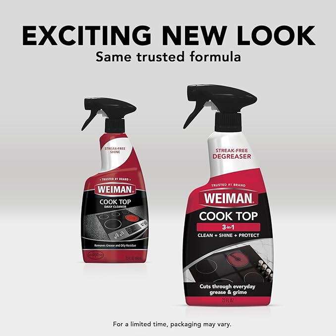 Weiman Daily Cooktop Cleaner with Microfiber Cloth Included for Glass Ceramic and Induction Cook Tops, 22oz