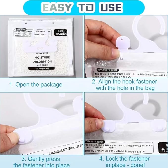 Moisture Absorbers Packets, Dehumidifier Bags, Hanging Moisture Absorber Bag, Humidity Packs,Closet Dehumidifier,Unscented Desiccant in Wardrobes, Bedrooms, Bathrooms,Kitchen(6 pack)