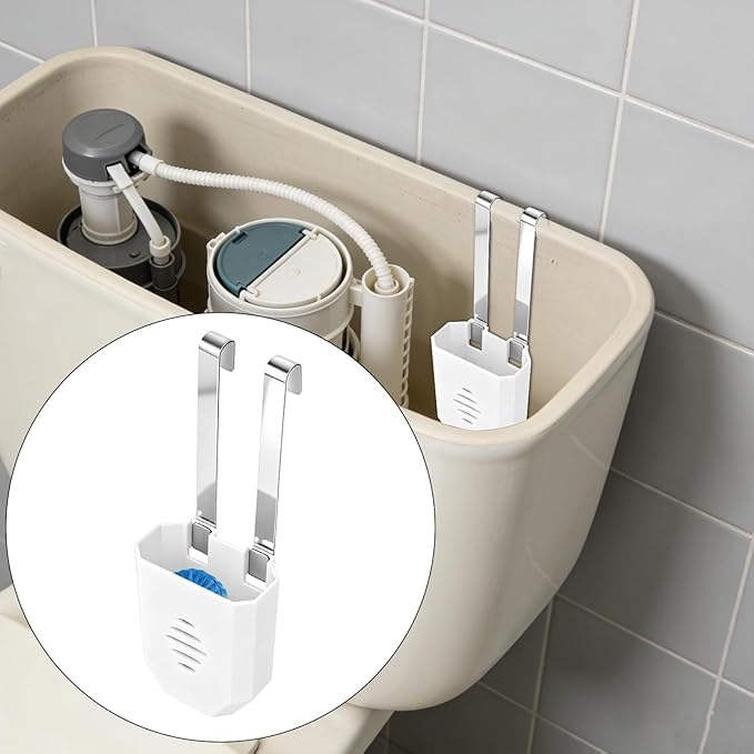 1pc Toilet Tank Cleaning Tablet Holder, Plastic Hanging Cleaner Caddy Bracket with Stainless Steel Hook Fits Most Standard Toilet Tanks
