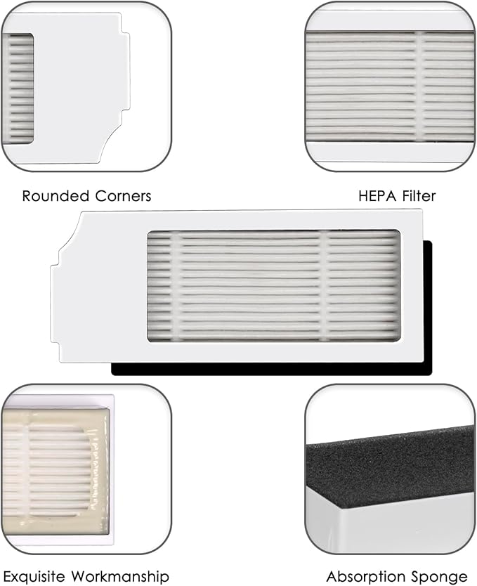 (5 Pack) N20 Plus HEPA Filter for ECOVACS DEEBOT N20 Plus, N20 Pro Plus, X1 Omni, T10, T10 Plus, T10 Turbo, T10 Omni, Robot Vacuum Filter Kit, Replacement Filters Accessories, White