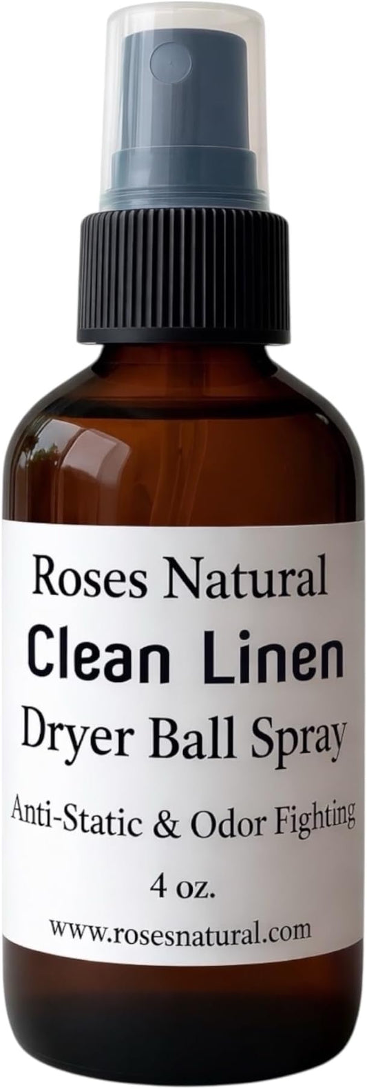 Natural Dryer Ball Spray, 4 oz, Patchouli, Lavender,Essential Oil Laundry Refresher, Fabric Freshener for Clothes, Linens & Wool, Anti-Static & Odor Neutralizer, Made in the USA (Clean Linen)