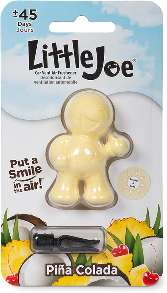 Little Joe 96412 Pina Colada Scent Car Air Freshener Vent Clip, Fights Odors for up to 45 Days, Long-Lasting Freshness, Cute Car Odor Eliminator, Pack of 1