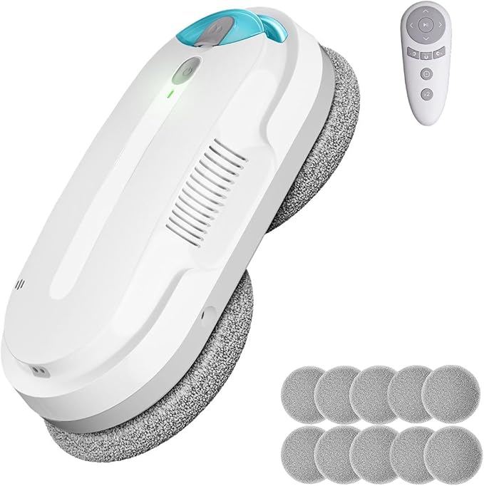 Smart Window Cleaning Robot with bidirectional ultrasonic Spray & 85ml Tank - Automatic Edge Detection, 2400-3200pa Strong Suction, Anti-Drop P