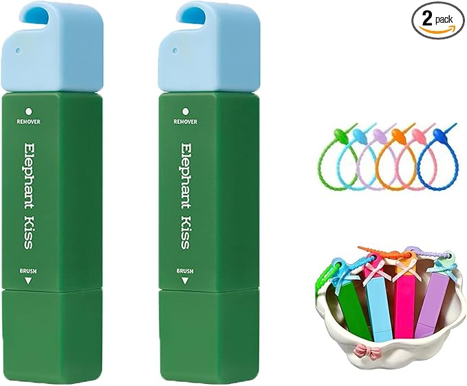Elephant Kiss Stain Remover, 3-Second Stain Remover Pen for Clothes, 12ml On-the-Go Spot Cleaner, Double Head Instant Treater Sticks With Lanyard, Travel & Pocket-Sized (Green)