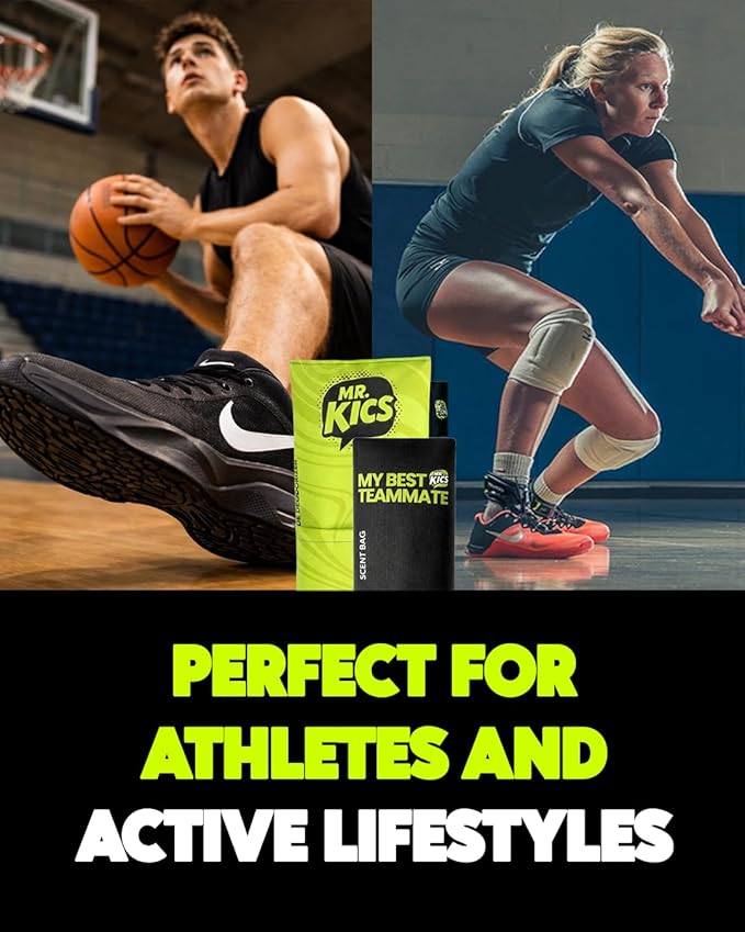 MR.KICS - Shoe Deodorizer Insert, Activated Charcoal Odor Eliminator, Moisture Absorber for Shoes, Gym Bags, Boxing Gloves, Cleats, Sports Gear - XL 2-Pack