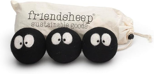 Friendsheep Wool Dryer Balls, Organic Reusable Fabric Softener Alternative for Laundry, Handmade, Fair Trade, Hypoallergenic, Eco-Friendly, Plastic-Free (3 Pack XL ??Sprites)