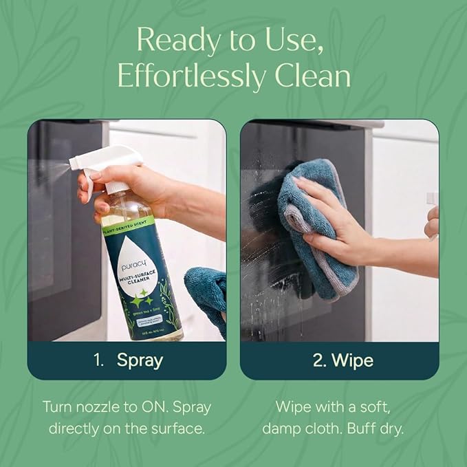 Puracy Multi-Surface Cleaner Spray - Plant-Powered All Purpose Cleaner - Surface Cleaner Solution As Seen on TikTok (Green Tea & Lime, 16 fl oz, 1 Pack)