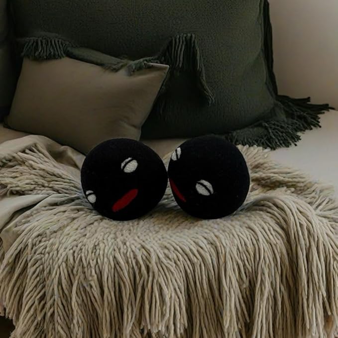 Wool Dryer Balls Pack of 6 XL,Reusable New Zealand Natural Fabric Softener,Saves Drying Time, Handmade Dryer Balls-Updated Version(Made of The Latest Shearing) 3 Inch Black (Pack of 6)