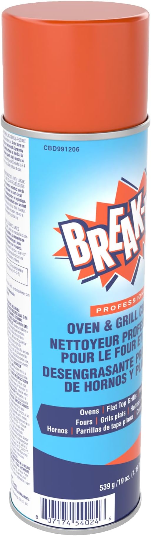Diversey Break-Up Professional Oven & Grill Cleaner, Heavy Duty Grease Remover for Grill Grates, Ovens, Flat Tops & Vent Hoods, 19 oz Aerosol Spray