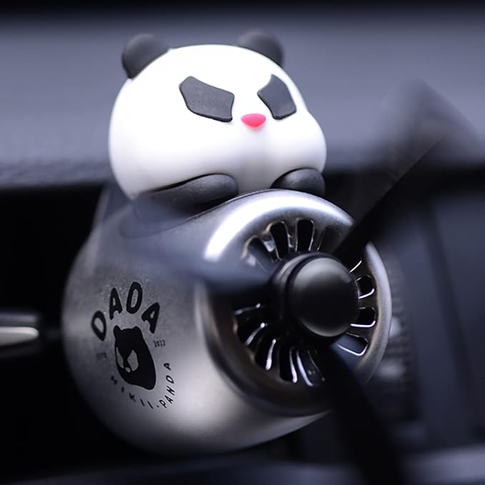Car Air Freshener Cute Cartoon Panda Bear Pilot Car Diffuser Rotating Propeller Automotive Air Outlet Fan Creative Car Perfume Decoration Cool Car Accessories