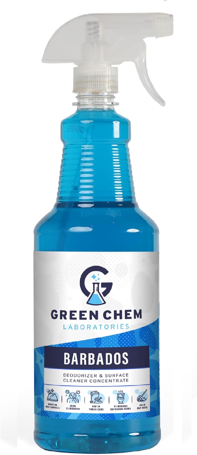 Barbados Multipurpose Cleaner Spray - 32fl oz of USA-Made 2-in-1 Air Deodorizer & All Purpose Cleaner to Remove Odor, Dirt & More (Exotic Sugared Citrus)- No Spray Top Included