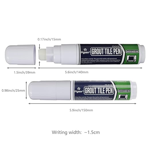 Grout Pen White Tile Paint Marker: Waterproof Grout Paint, Tile Colorant and Sealer Pen Floor Tile Seam Pen for Bathroom Kitchen Repair Color Tile Seam Pen – 15mm (White, 1 Piece)