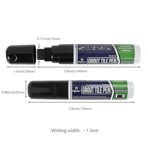Grout Pen White Tile Paint Marker: Waterproof Grout Paint, Tile Colorant and Sealer Pen Floor Tile Seam Pen for Bathroom Kitchen Repair Color Tile Seam Pen – 15mm (Black, 1 Piece)