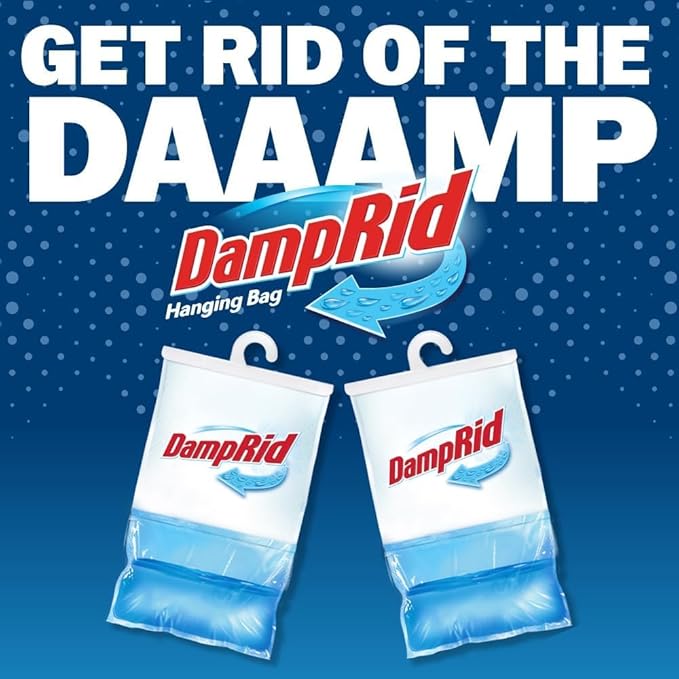 Damp Rid Hanging Bag Moisture Absorber – Fragrance Free Humidity Absorber for Closets, Closet Deodorizer & Odor Absorber, 15.4 oz Hanging Bags 2 Pack - Ilios Packaging