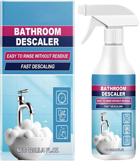 2025 New Bathroom Descaler Foam Cleaner, Upgrade 4.2 floz Bathroom Descaler, Stubborn Stains Cleaner, All Purpose Rinse Cleaning Foam Spray (1, 1pc)
