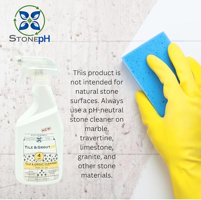 Tile & Grout pH – Eco-Friendly Acidic Tile & Grout Cleaner (pH 4) – Removes Hard Water, Soap Scum & Grime – No VOCs, Biodegradable, 25 fl oz