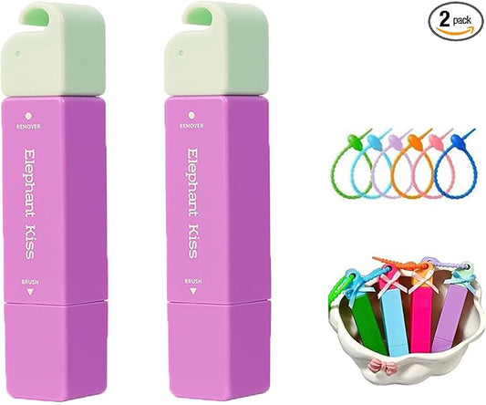 Elephant Kiss Stain Remover, 3-Second Stain Remover Pen for Clothes, 12ml On-the-Go Spot Cleaner, Double Head Instant Treater Sticks With Lanyard, Travel & Pocket-Sized (Purple)