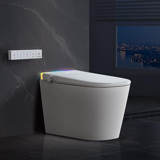 Luxury Smart Toilet with Built-in Tank & Bidet??Ultra-Quiet 4s Flush, Foam Shield for Splash-Free, Auto Open/Close Lid, Foot Sensor, Dual User Memory, 12??Rough-In One-Piece Elongated(ZY760A)