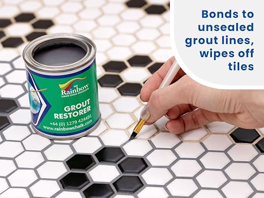Grout Pen Grey Grout Paint: Waterproof Tile Paint Grout Refresh Restorer for Floor, Kitchen & Bathroom Shower Tiles - Grey - Can Size for Larger Projects - 125ml (4.2oz)