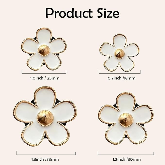 4Pcs Cute Daisy Flowers Car Air Freshener Vent Clips, 4 Sizes Sparkle White Flower Car Diffuser Clips, Refillable Girly Car Accessories for Women