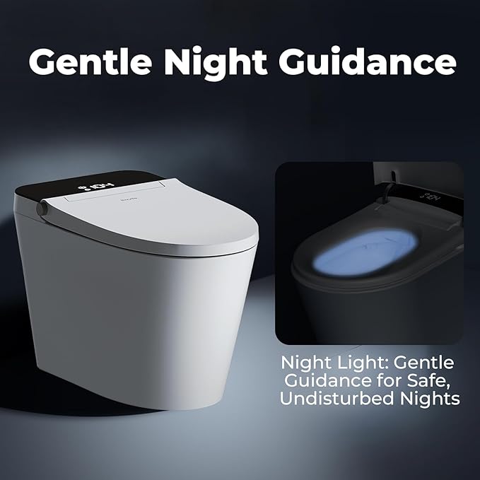 Smart Toilet with Bidet Built in Tank, Rear & Feminine Wash, Air Dryer, Auto Flush, Foot Sensor Flush, Heated Seat, Warm Water Self Cleaning, 12" Rough In, One-Piece Elongated (ZY695 Core)