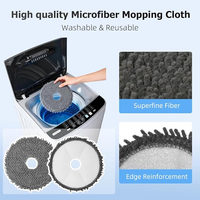 8 Pack Mop Pads for iRobot Roomba Plus 405 Combo/505 Combo Robot Vacuum Cleaner, Spin Cleaning Pads Replacement Parts Accessories Set