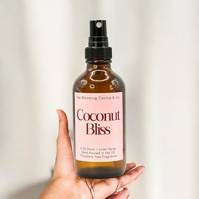 The Blooming Cactus & Co. Home | Linen | Room Spray - Air Freshener - Odor Eliminator - Car Air Freshener - Fabric Refresher - Mist Hand Poured - Made in USA – (Coconut Bliss)