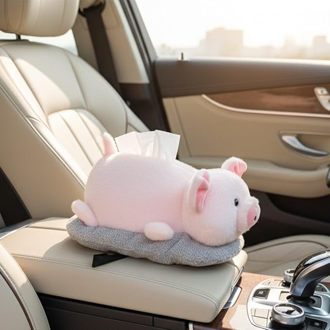 Cartoon Tissue Box Cover Plush Tissue Box Holder Decorative Napkin Dispenser with Bamboo Charcoal Air Purifying Bag for Car Home