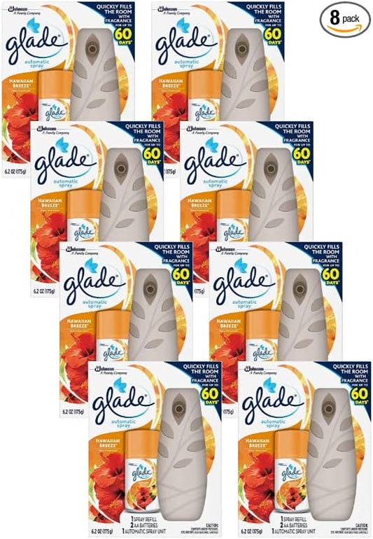 Glade Automatic Spray Air Freshener Hawaiian Breeze Starter 6.2 Ounce (Pack of 8)