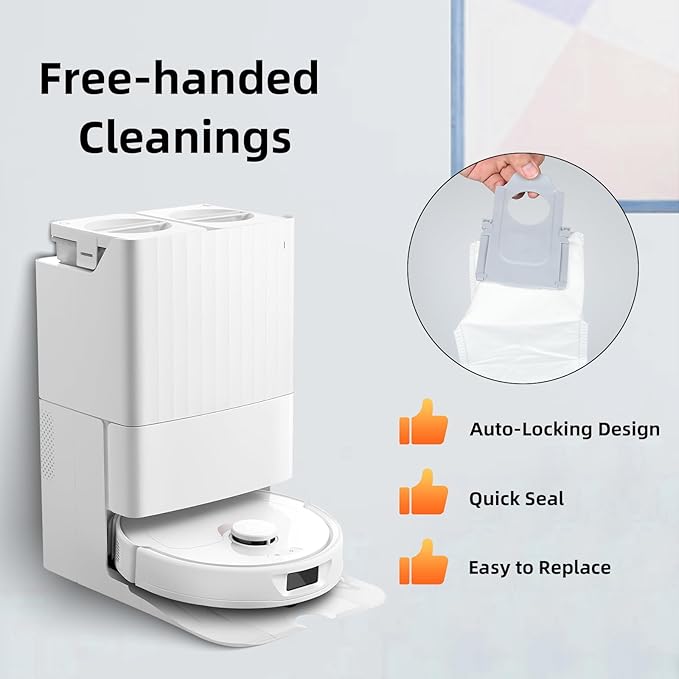 8 Pack Dust Bags for Roborock QV 35A/Saros 10/10R/Q Revo/Qrevo S/Qrevo Pro/Qrevo Plus/Qrevo Master/Qrevo Slim/Qrevo Curv/Qrevo Edge/S8 MaxV Ultra Robot Vacuum, 2.7L Large Capacity Replacement Dust Bag