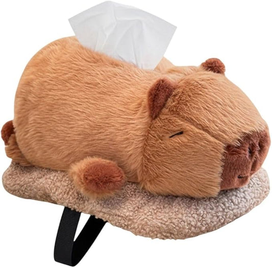 Cartoon Tissue Box Cover Plush Tissue Box Holder Decorative Napkin Dispenser with Bamboo Charcoal Air Purifying Bag for Car Home