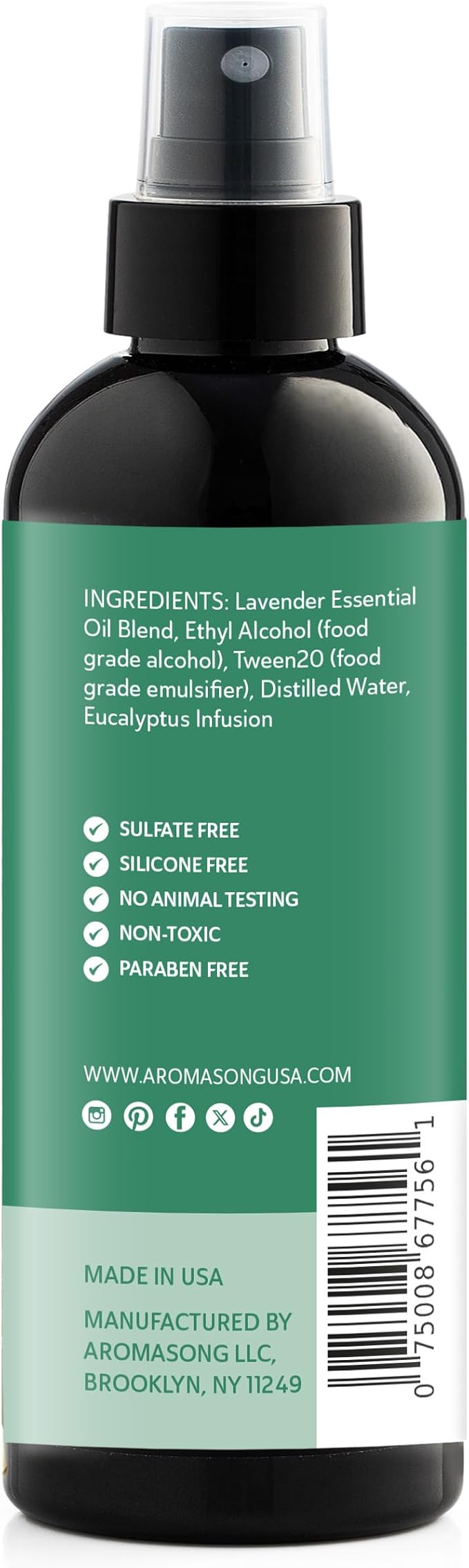 Aromasong Eucalyptus Mint Room Spray – Natural Room Deodorizer Non-Toxic, Eucalyptus Linen Spray for Pillows & Sheets, 4 fl oz