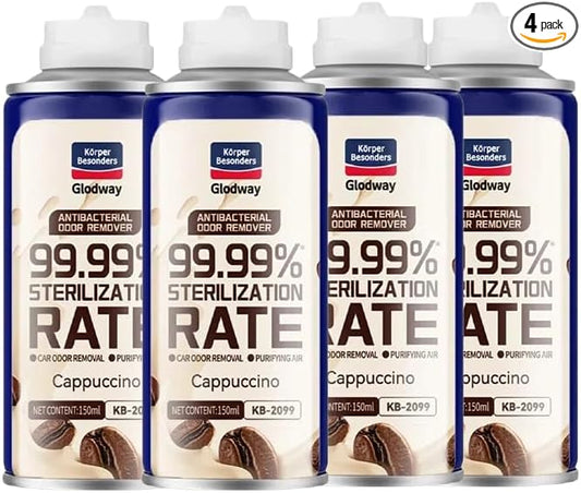 Glodway Air Refresher,Odor Eliminator Remover Spray,Odor Remover,Cappuccino,Long-Lasting Scent For Home,Couch,Mattress,Furniture, bathroom,Fabrics & Trash,6 Ounce,4 pack