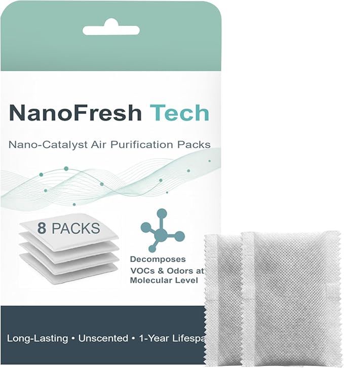 Unscented Odor Eliminator Pouches (8-Pack) - Deodorizer Inserts Compatible with Diaper Genie & Munchkin - 1 Year Smell Absorber for Trash Can, Shoe, Gym Bag | Better Than Baking Soda